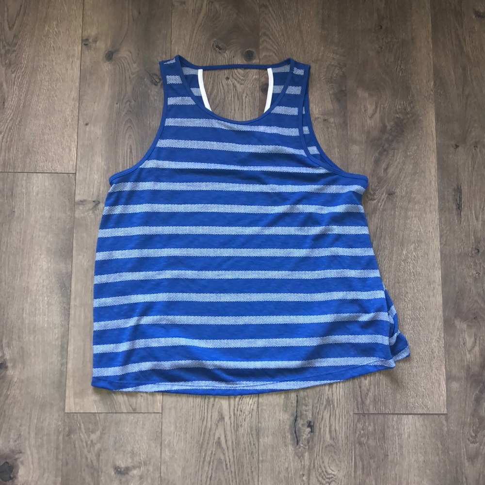 Blue Tank Top w/ White Stripes